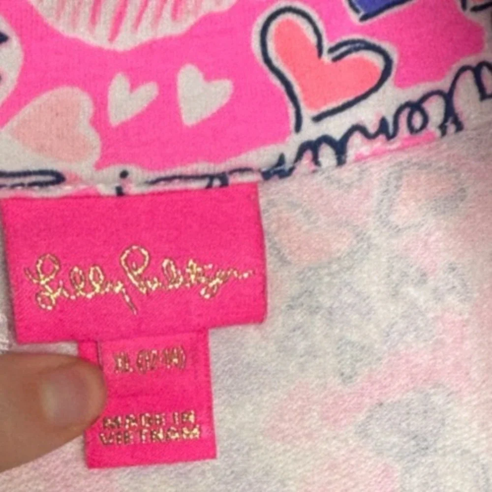 Lilly Pulitzer Girls 1/2 Zip‎ Popover Long Sleeve Ruffle Shirt Extra Large 12-14